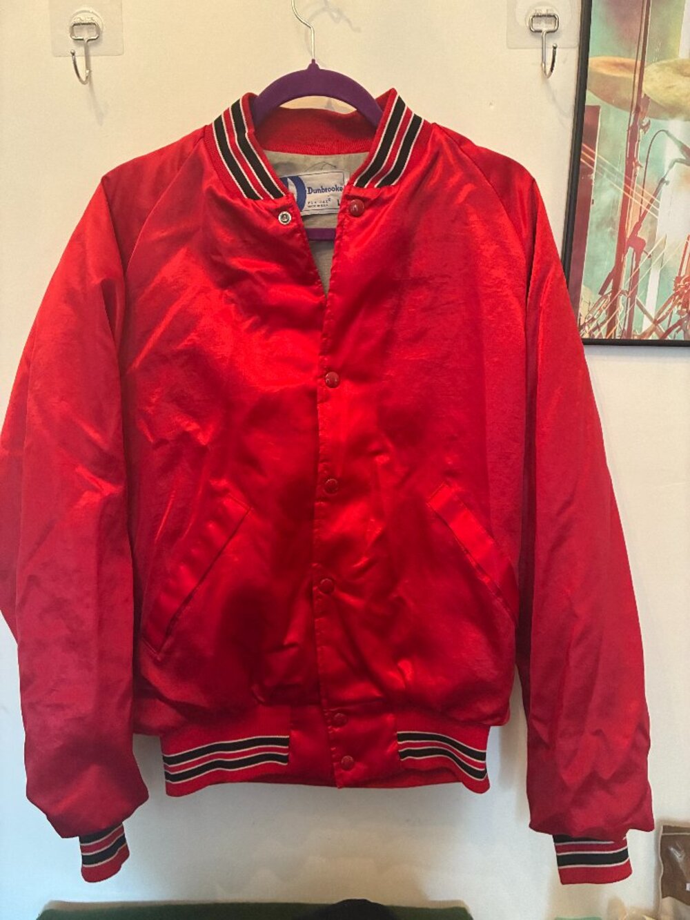 Vintage 70s 80s Dunbrooke Pla-Jac Satin Bomber Jacket Iowa